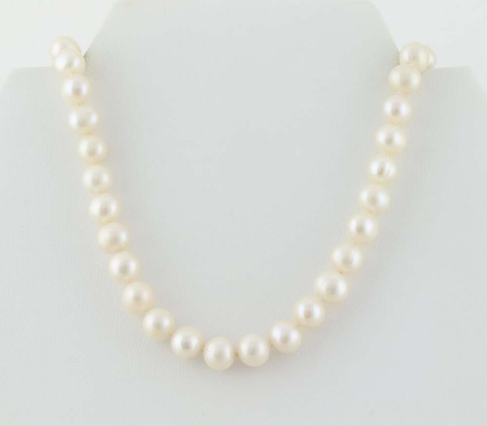Sterling Silver 8mm Freshwater Pearl Necklace 17.5" inch